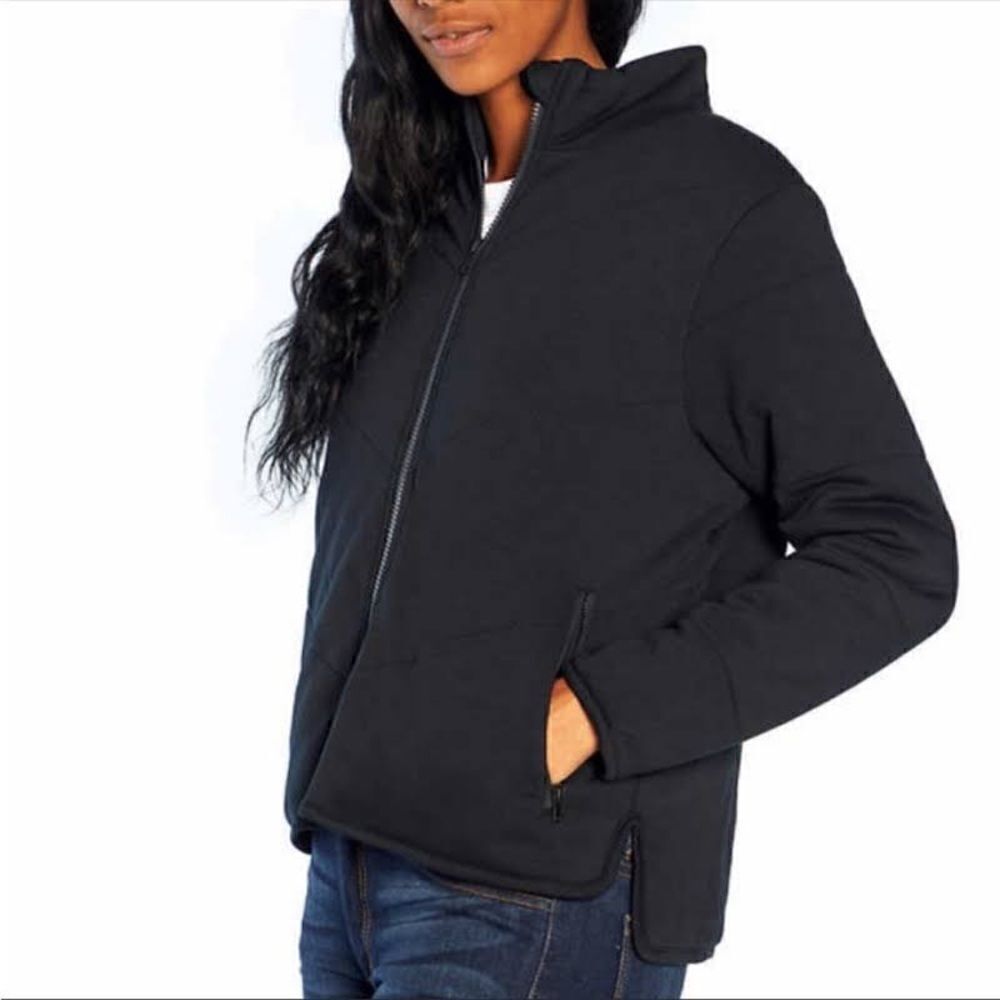 Three Dots Quilted Puffer Jacket - Black